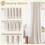 100% Blackout Linen Curtains 96 Inch Length 2 Panels Set - Image 6