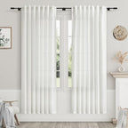Off White Semi Sheer Linen Curtains 72 inch Length by Nanspring