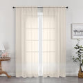Sheer Curtains 72 Inches Long 2 Panels Set, Light Filtering Sheer Curtain Rod by OWENIE