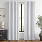 MIULEE 100% Blackout Linen Curtains 42 x 90 Inch Grayish White 2 Panels | by MIULEE