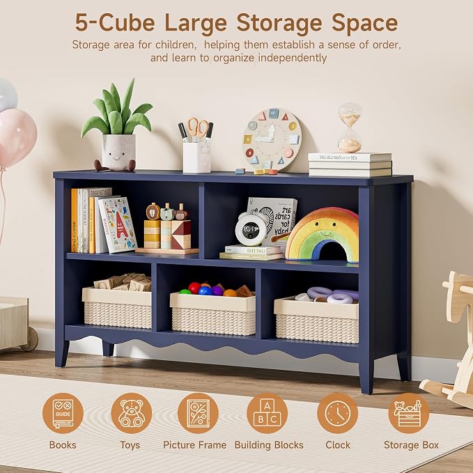 ONBRILL Montessori Shelf, 5 Cube Toy Storage Organizer - Image 4