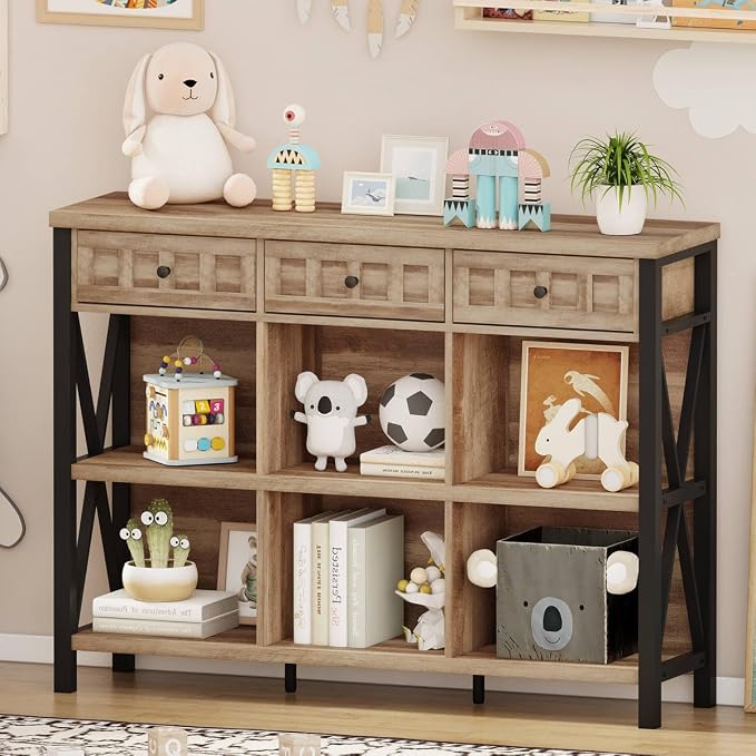 FATORRI Rustic 6 Cube Storage Organizer Bookshelf - Image 6