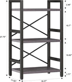 Homeiju Bookshelf, 3 Tier Industrial Bookcase, Metal Small Bookcase, Rustic - Image 3