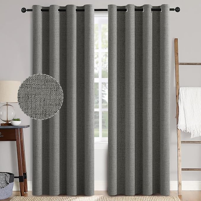 MIULEE 100% Blackout Linen Curtains by MIULEE