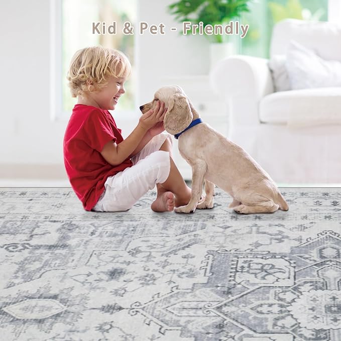 Washable Rugs 5x7 Area Rugs for Living Room, Dining Room, Playroom | Ultra Soft - Image 6