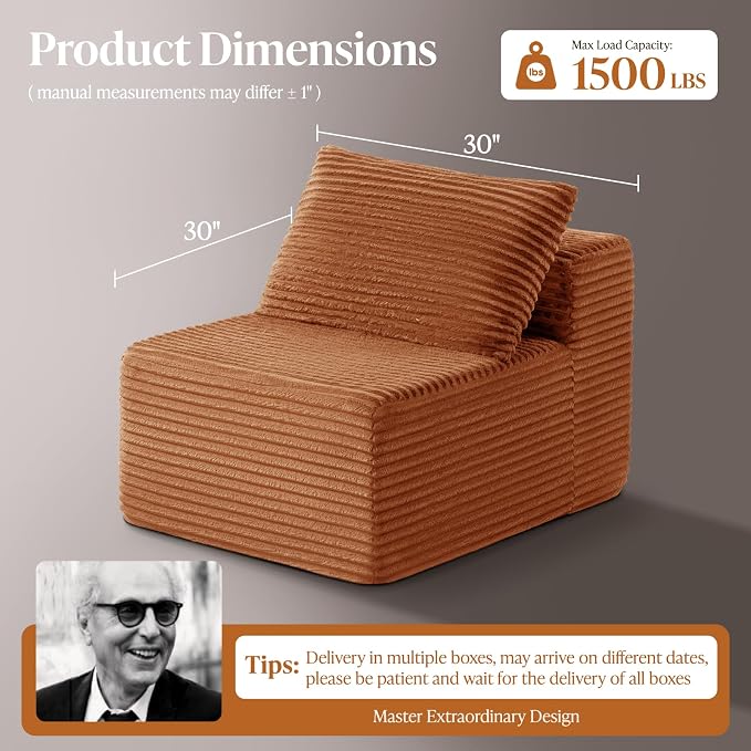 30" Cloud Sectional Couch Single Seat - Image 2