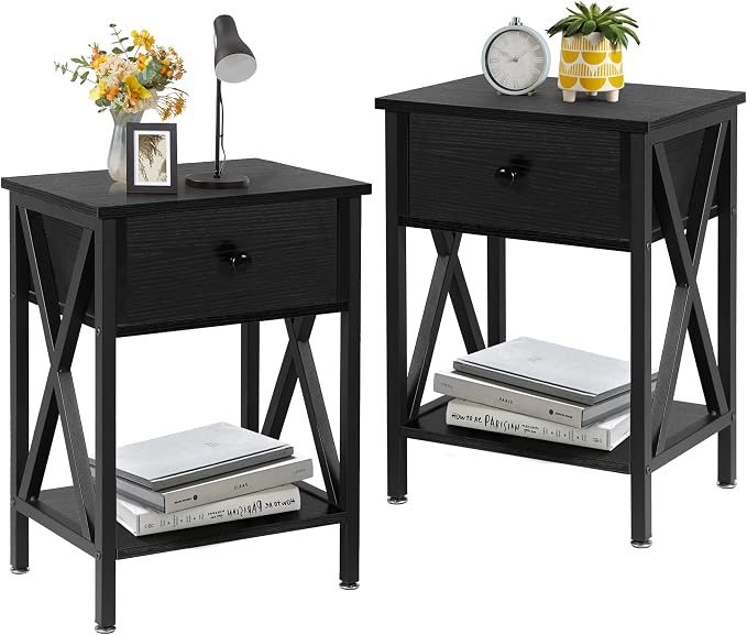 VECELO Nightstands Set of 2, Modern Bedside End Tables, Night Stands by VECELO
