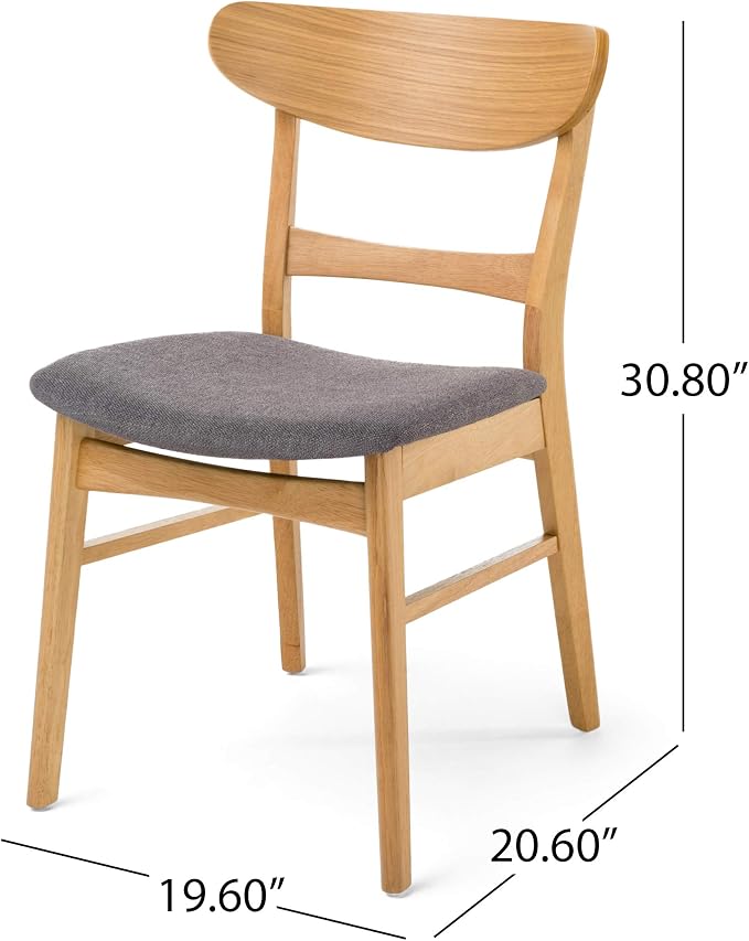 Christopher Knight Home Heather Mid-Century Modern Dining Chairs, Dark Gray and - Image 3