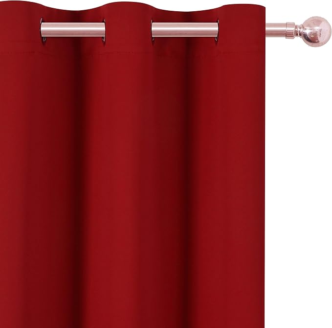 Red Blackout Curtains 40 x 63 Inch Length/Set of 2 Curtain Panels/Thermal - Image 7