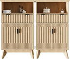 Fatmok Buffet Cabinet with Storage Seto of 2, Wood Buffet Sideboard Console by Fatmok