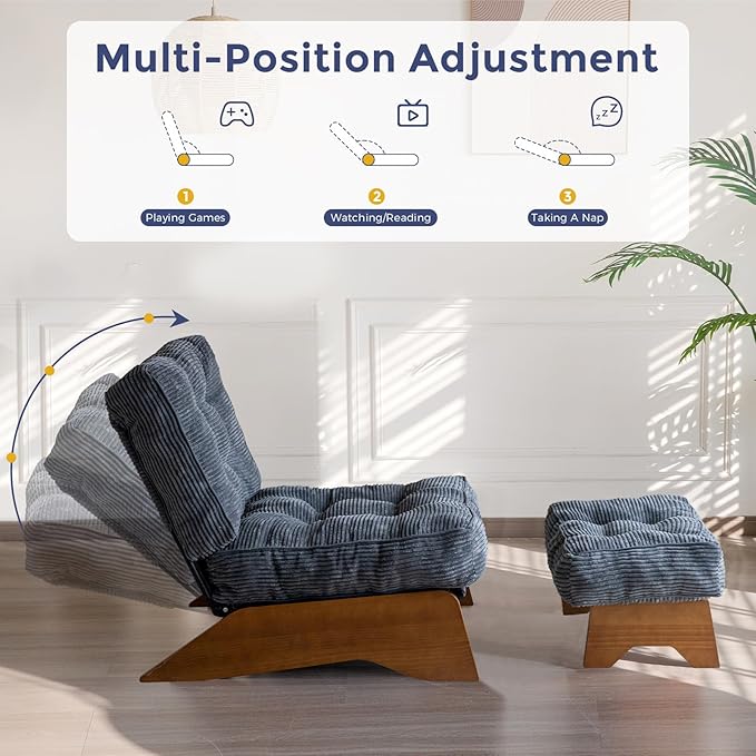 MAXYOYO Accent Chair with Ottoman Adjustable Backrest, Tufted Living Room Chair - Image 4