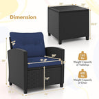 HAPPYGRILL 3 Pieces Wicker Patio Conversation Set, PE Rattan Bistro Sofa Set - Image 9