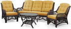 Malibu Lounge Set of 4: 2 Natural Rattan Wicker Chairs, Three-Seater Sofa - Image 2