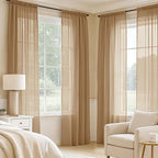 MIULEE Brown Sheer Curtains 90 Inches Long 4 Panels 54 x 90 Inches | Light - Image 2