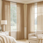 MIULEE Brown Sheer Curtains 63 Inches Long 4 Panels 54 x 63 Inches | Light - Image 2