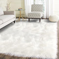 Latepis White Faux Fur Sheepskin Rug 4x6 by Latepis