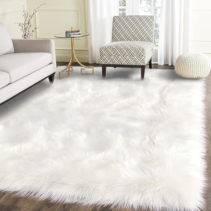 Latepis Area Rugs 6x9 Faux Fur Sheepskin Rug - Image 2
