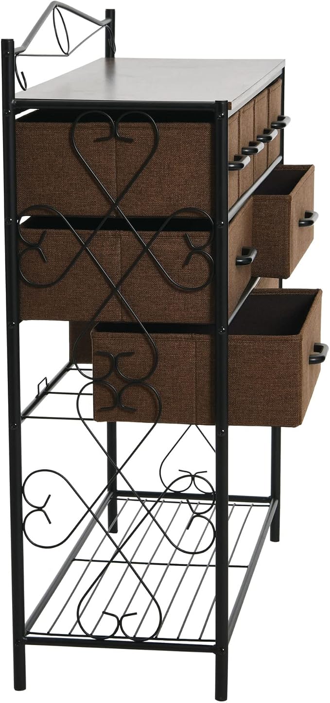Household Essentials Walnut Iron 8-Drawer Sideboard - Image 5