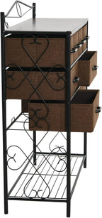 Household Essentials Walnut Iron 8-Drawer Sideboard - Image 5