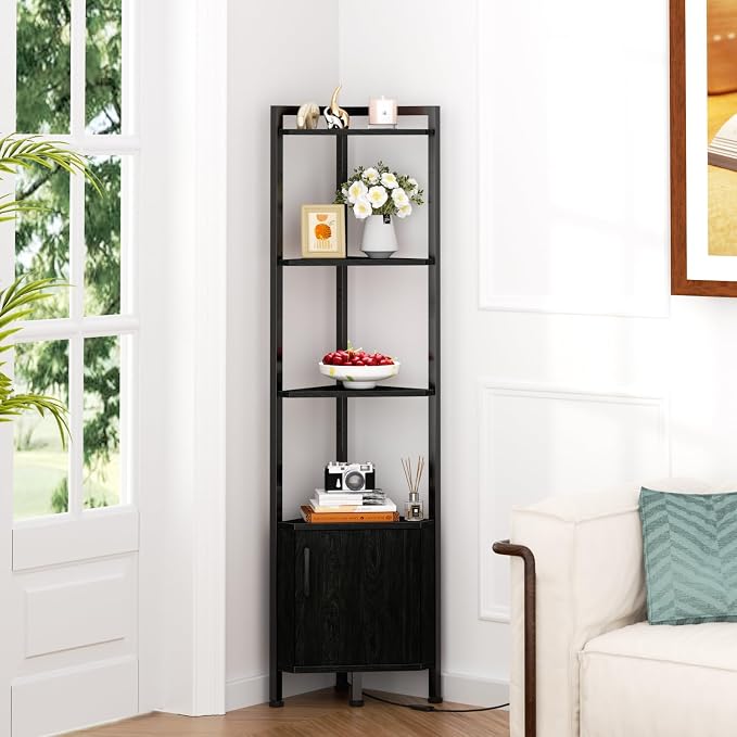 Furnulem Corner Shelf, 5-Tier Corner Cabinet - Image 7