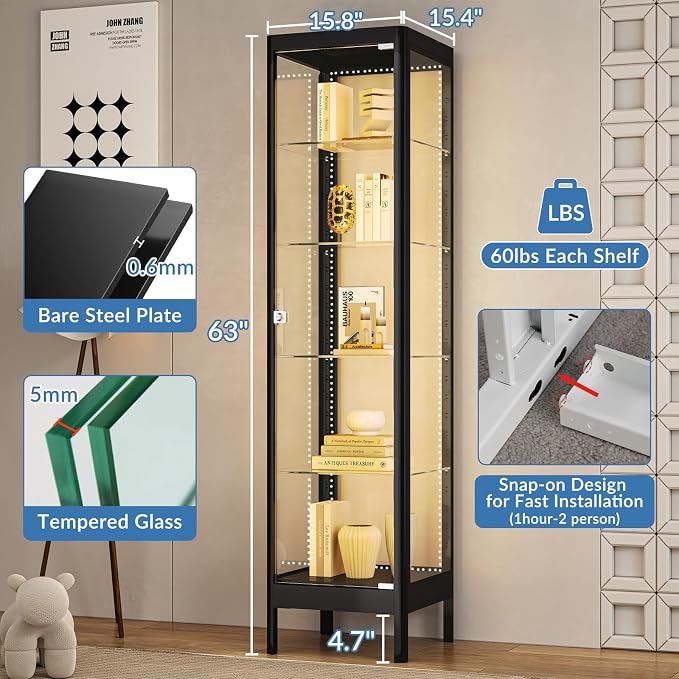 5-Tier Glass Display Cabinet - Image 3