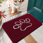 OLANLY Dog Door Mat for Muddy Paws 70x35, Paw Print Design Chenille Mud Mat | - Image 2