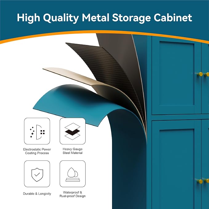 Bevivog Bathroom Floor Storage Cabinet, Metal Accent Cabinets - Image 7