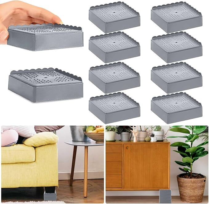 Bed Risers 1 inch, 2 inch, 3 inch, 4 inch Heavy Duty, Adjustable Furniture Riser by EGTTGIN