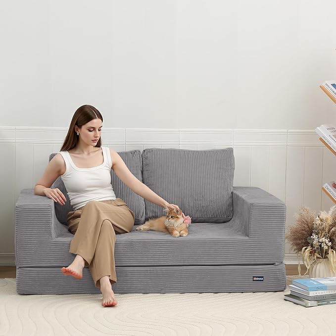 COMAX Convertible Sofa Bed Queen, Folding Fold Out Couch Bed, Floor Futon Couch - Image 3
