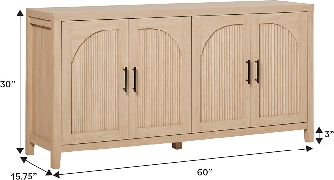Walker Edison Sasha 4-Door Reeded Sideboard Buffet - Image 3
