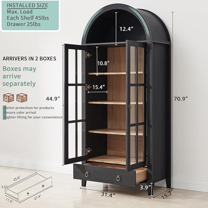 RowyPoey Farmhouse Arched Cabinet - Image 2