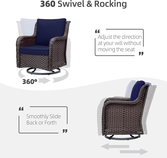Towallmark Outdoor Swivel Wicker Glider Patio Chairs - Image 3