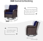 Towallmark Outdoor Swivel Wicker Glider Patio Chairs - Image 3