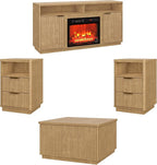 4-Piece Fluted Living Room Set Includes 31.5" Fluted Lift Top Coffee Table by PATIOCHIC