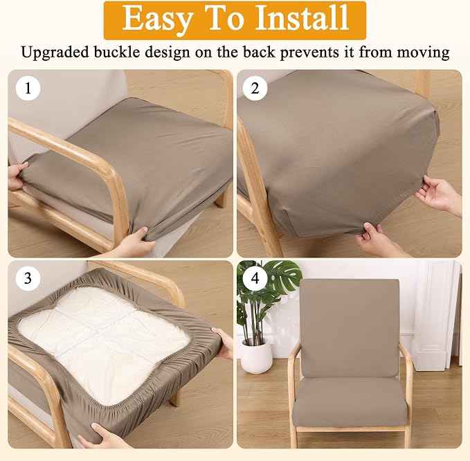 HEBE Stretch Patio Cushion Covers Set 12pcs, Waterproof Outdoor Couch Covers - Image 7