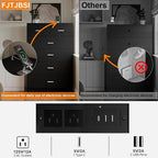 FJTJBSI Dresser with Power Outlets Wooden 6 Drawer Dresser with Large Organizer - Image 5