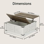 Furnideco 35.5''W Square Coffee Table Farmhouse Lift top Coffee Table - Image 2