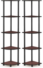 Furinno TURN-N-TUBE Corner Shelf Set of 2, 5-Tier Corner Bookshelf, Open - Image 5