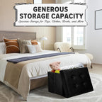 LINMAGCO Storage Ottoman Folding Foot Stool Velvet Foot Rest - Image 6