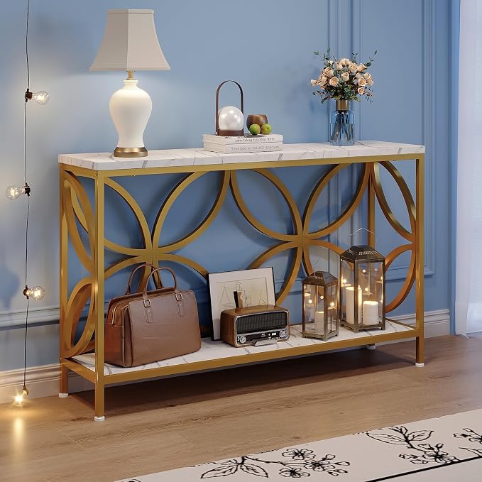 GiftGo Narrow Sofa Table 47.2 Inch, Industrial Sofa Table Behind Couch - Image 5