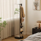 WoodsWhisper Full Length Mirror Coat Rack Solid Wood Floor Mirror 66"x12" Full - Image 4