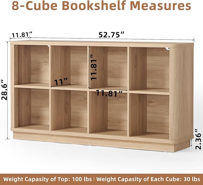 Joaxswe 8 Cube Storage Book Shelf, Floor Standing Wooden Cubby Bookcase - Image 3