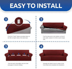 Stretch Chair Sofa Slipcover, Single Couch Cover, Dark Red | 1-Piece Washable - Image 6