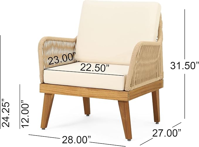 VilroCaz 4-Pieces Acacia Wood Patio Furniture Set, All-Weather Outdoor Patio - Image 4