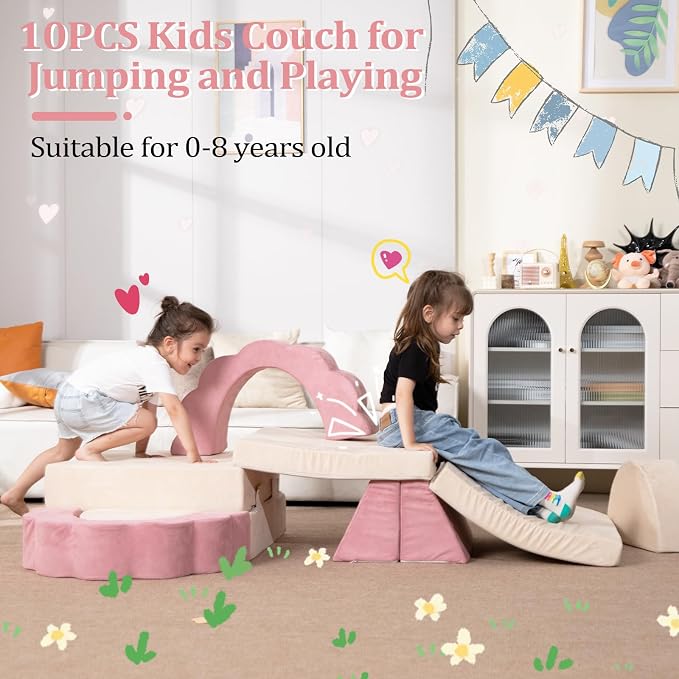LOAOL Kids Couch 10PCS, Modular Kids Play Couch, Imaginative Convertible Play - Image 3