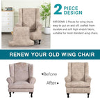 KRFOONN Wing Chair Slipcovers 2 Piece Stretch Leather Look Wingback Chair - Image 3