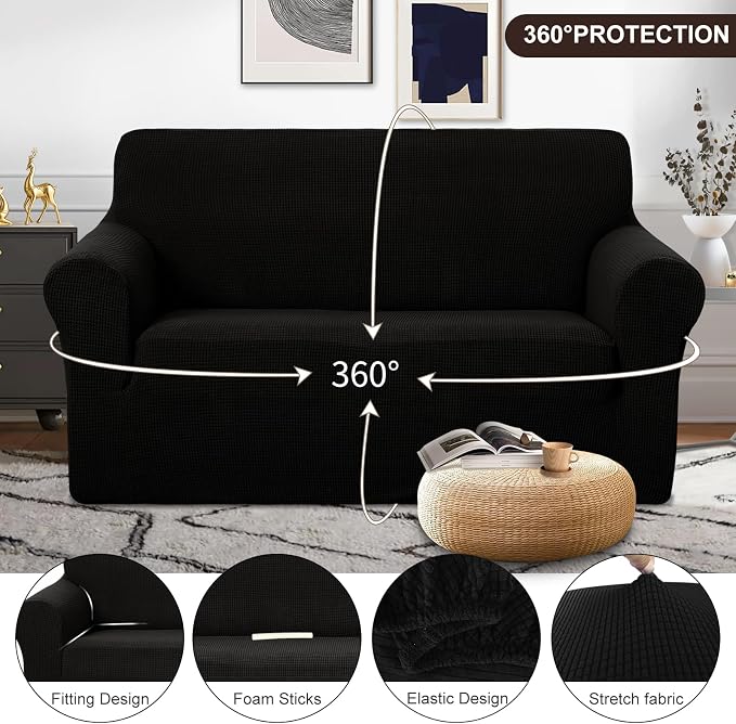 U-NICE HOME Loveseat Cover Stretch Couch Cover Sofa Slipcover, 1-Piece Sofa - Image 3