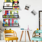 AZSKY Classic Nursery Book Shelves Black Wooden Floating Shelves Wall Bookshelf - Image 2