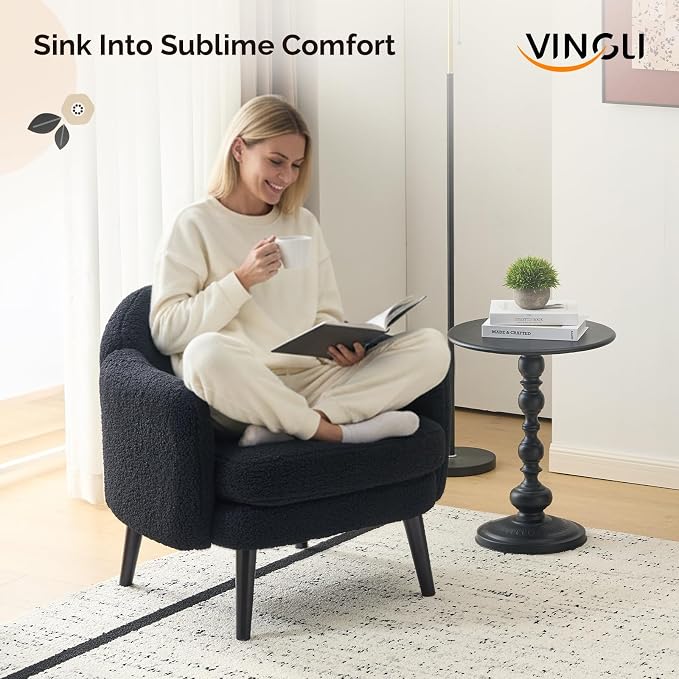VINGLI 30.3" Wide Modern Barrel Accent Armchair - Image 8