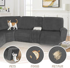 Arfntevss Sectional Recliner Couch Covers Velvet Washable Corner Sectional Sofa - Image 6